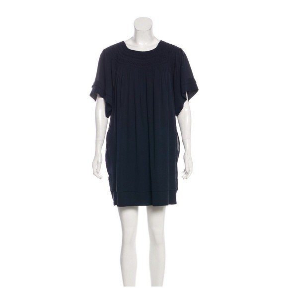 3.1 PHILLIP LIM Navy Blue Silk Short Sleeve Mini Dress US8 Medium - Picture 1 of 9